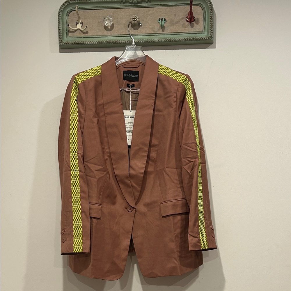 Wildfang Brown Blazer with Yellow Accents
